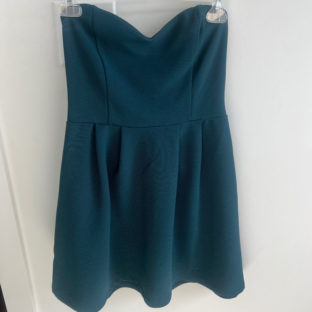 Teal sweetheart neckline mini dress